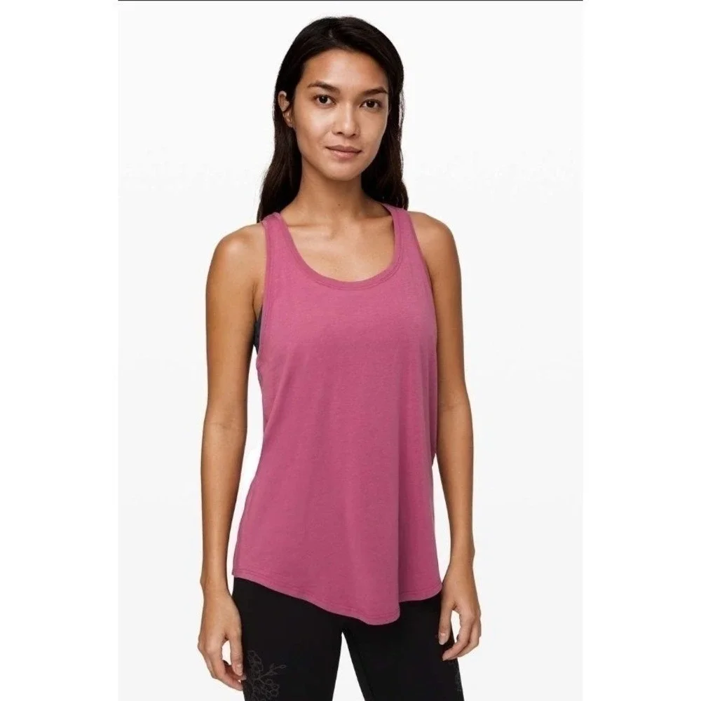 Lululemon 6 Love Tank Pleated Pima Cotton Moss Rose W1BO2S